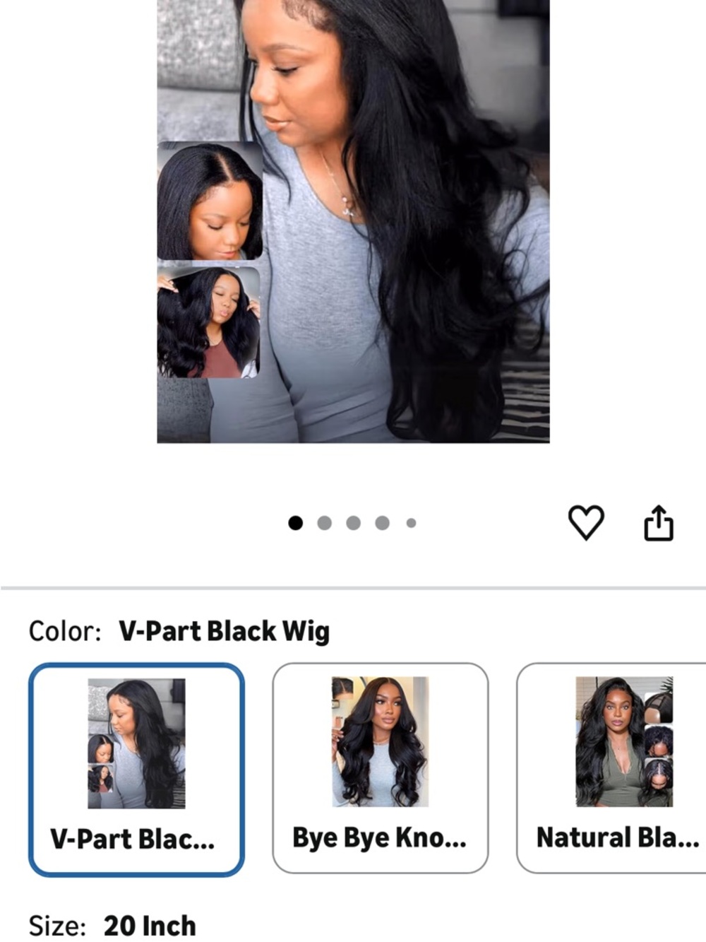 UNICE Black Long Yaki Straight V-Part Wig — 20 Inch - Picture 2 of 7